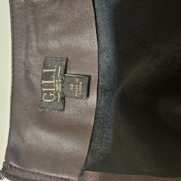 G.I.L.I. Dark Brown Leather Pencil Skirt - Picture 7 of 9